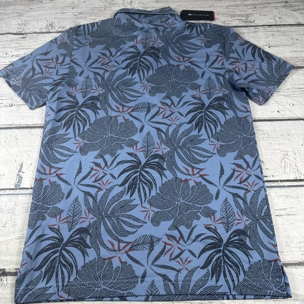 Travis Mathew Red Letter Day Polo Mens SIZE S Navy Print 1MAA425 NEW WITH TAGS - Picture 11 of 11